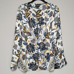 NWT Liz Claiborne White Floral Long Sleeve Blouse